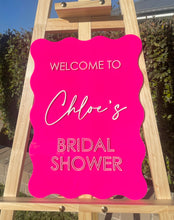 Load image into Gallery viewer, Bridal shower welcome sign | acrylic wavy bridal shower welcome sign | 3d sign
