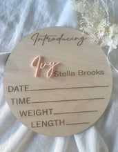 Load image into Gallery viewer, PERSONALISED BIRTH ANNOUNCEMENT PLAQUE
