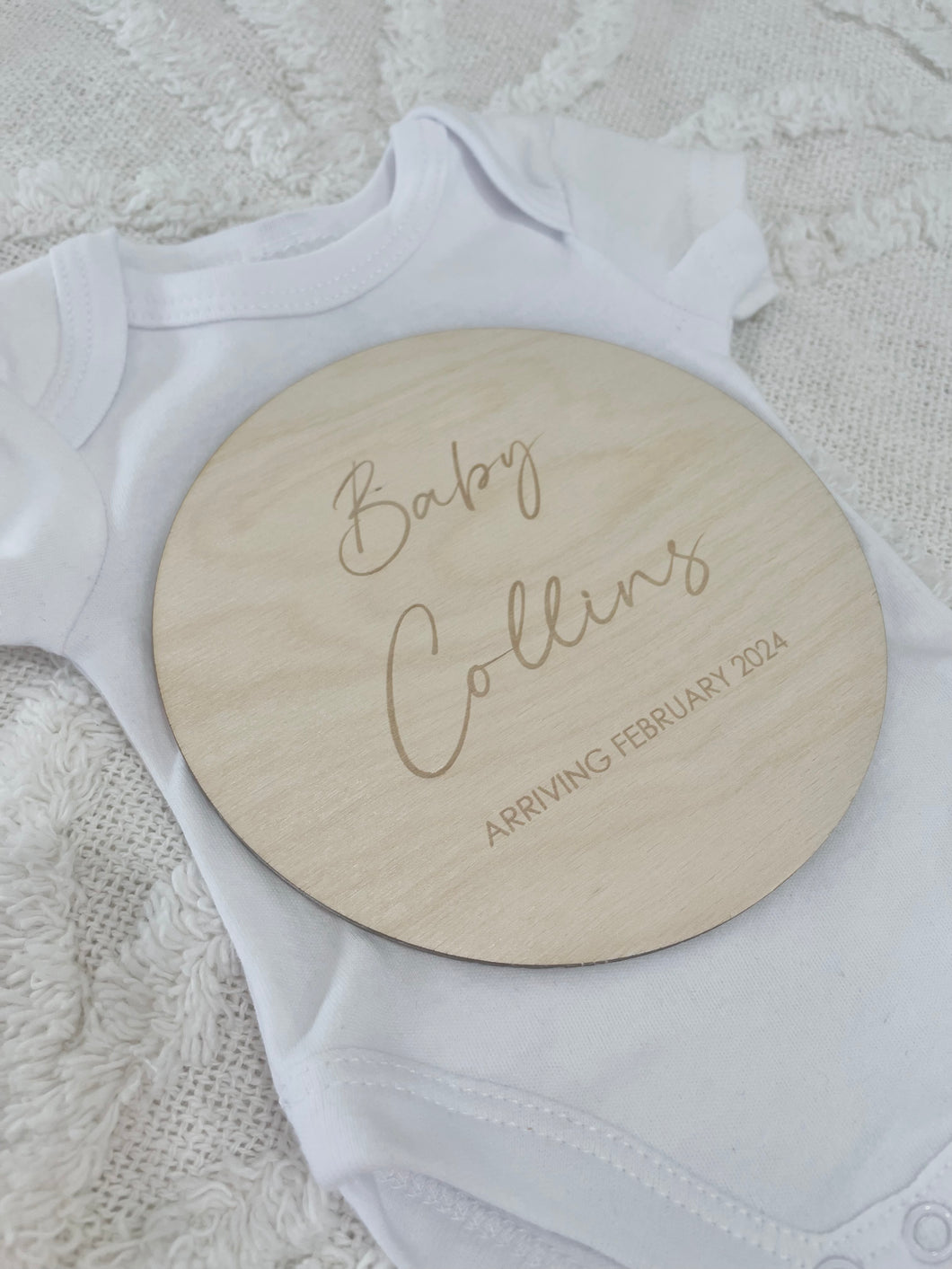 PLYWOOD ENGRAVED PREGNANCY ANNOUCEMENT PLAQUE