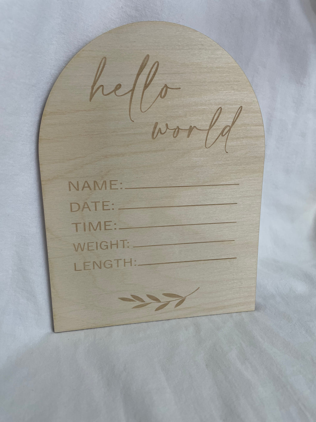 PLYWOOD ARCH BIRTH ANNOUNCEMENT PLAQUE