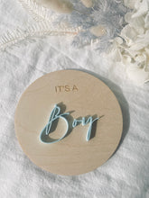 Load image into Gallery viewer, GENDER REVEAL PLYWOOD &amp; ACRYLIC PLAQUE
